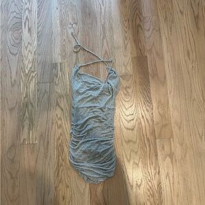 Outcast Silver Shimmer Ruched Halter Dress
